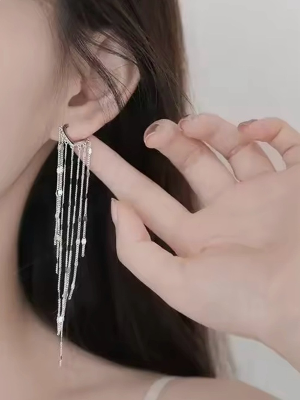 New .926 Huggy Hoop Fringe Earrings